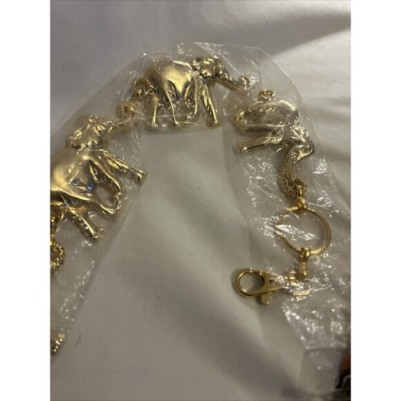 VTG Gold Tone Elephant Chain Belt With Lion Head Charm 1980’s (new!!) main image 9